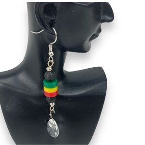 Rasta Boho gemstone earrings are handmade by Cosmic Dreamer Creations